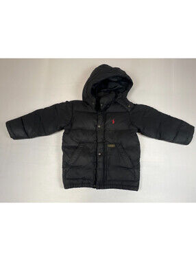 Polo by Ralph Lauren Kids 4/4T Black Puffer Jacket Hooded Down Winter Coat